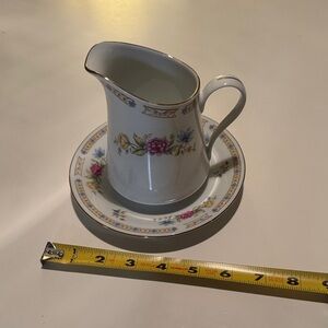 LiLing Fine China Ling Rose Creamer and Saucer Set